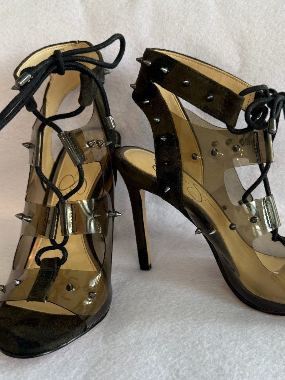 Jessica Simpson JS-Jirvan Spike Studded Camo Stiletto Heels 5.5